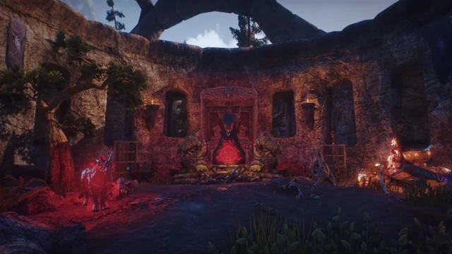 The priest's red fire in the open court
