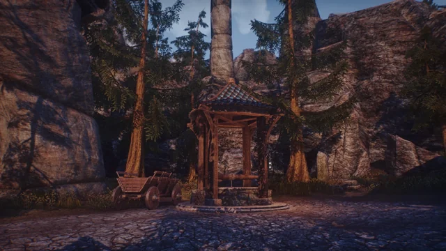 The well and a cart by the road