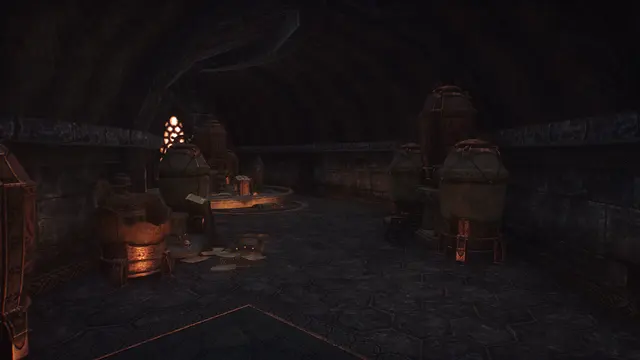 Urns, and papers on the floor