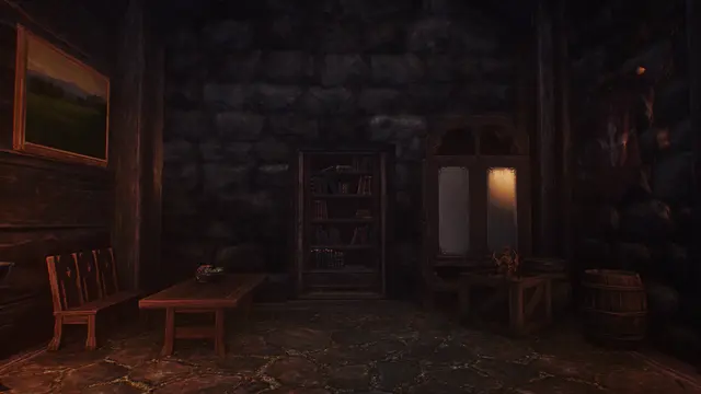 Пейзаж и книжный шкаф